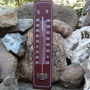 Vintage thermometer - wood old thermometer - wooden thermometer - Indoor thermometer Outdoor thermometer - Wall thermometer
