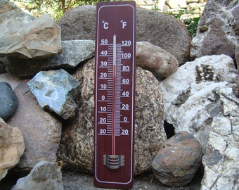 Vintage thermometer - wood old thermometer - wooden thermometer - Indoor thermometer Outdoor thermometer - Wall thermometer