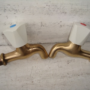 Vintage Brass Water Tap - old water tap 1960s - Vintage Brass Water - Vintage metal crane-set of 2