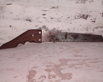 Vintage Hand Saw, Beautiful Rustic Wooden Handle Iron Saw, Primitive Garden Cutting Tool, Old Garage Repair Equipment, Cottage Decor