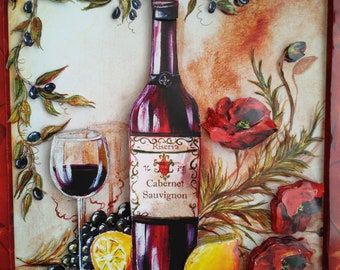 Cabernet Sauvignon Handmade 3D Papertole Wall Chart