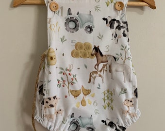 On The Farm Modern Baby Romper Size 0