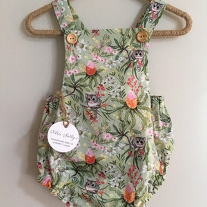 Baby Girls Romper with Cute Possums and Australian Flora
