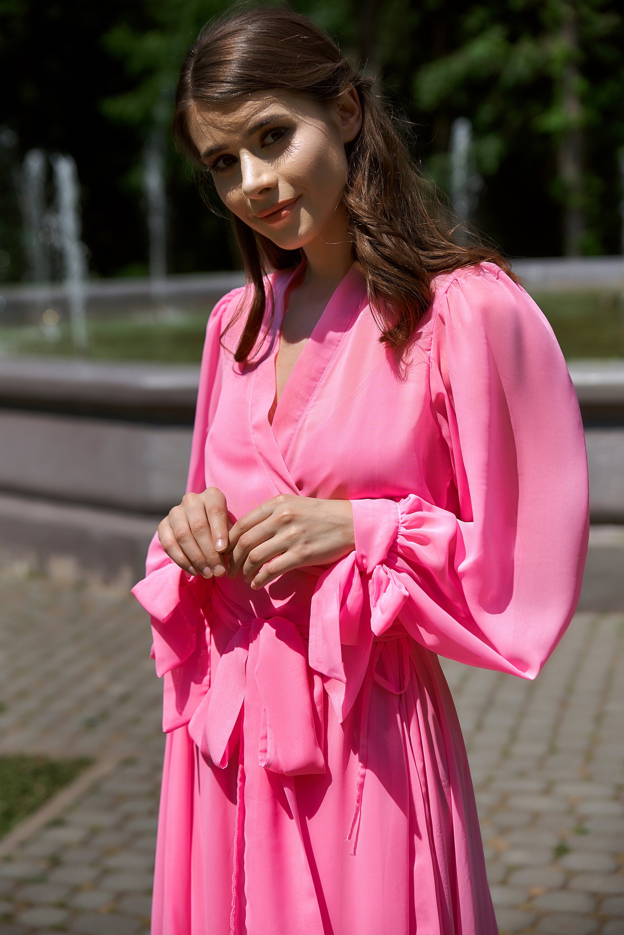 hot pink sheer dress