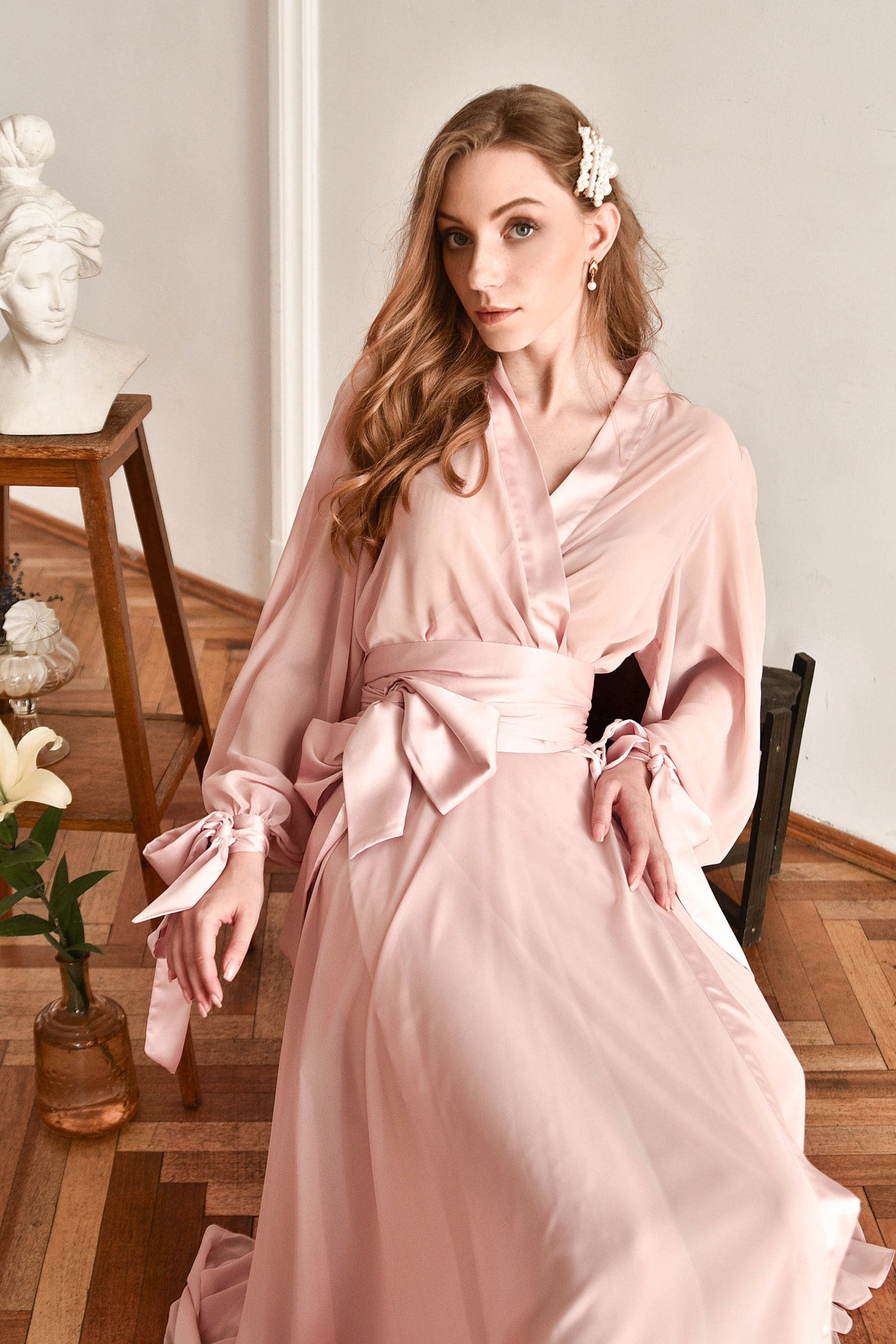 Long Blush Sheer Robe Womens Pink Robe Blush Long Robe Pink Etsy UK