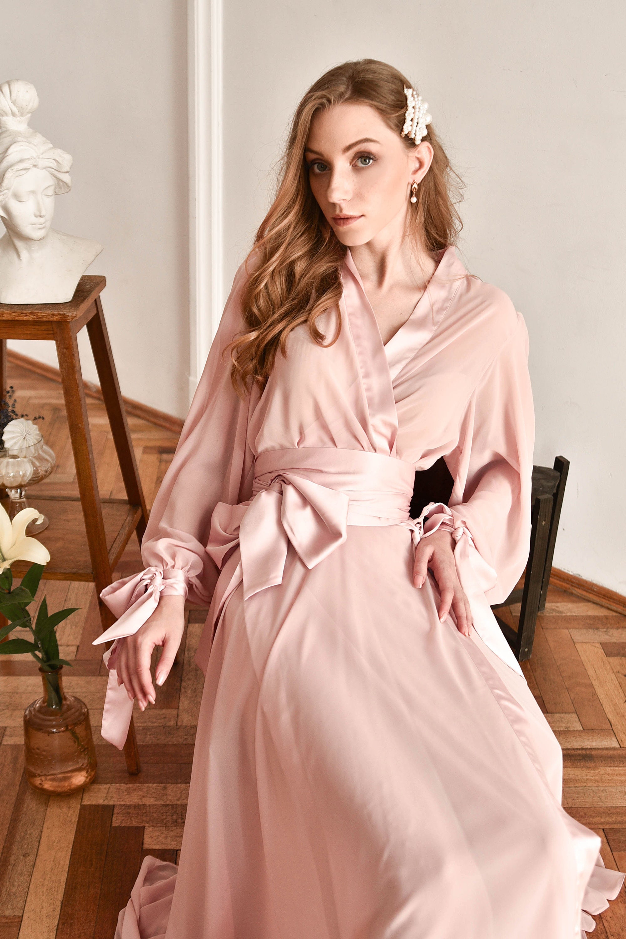 long pink mesh robe