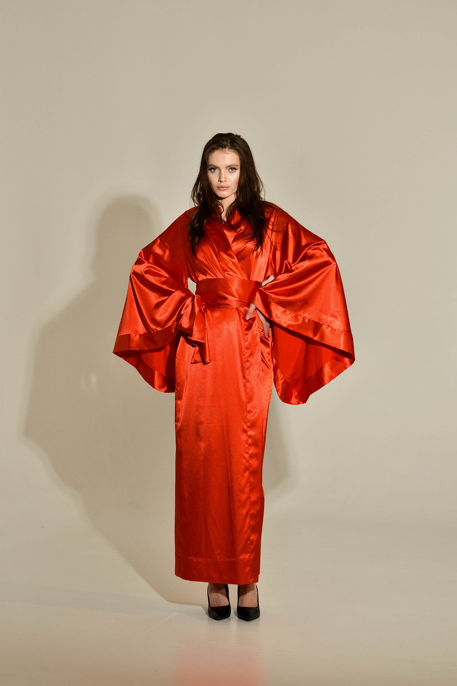 Long Red KimonoLong Silk KimonoLong Satin KimonoRed Silk | Etsy