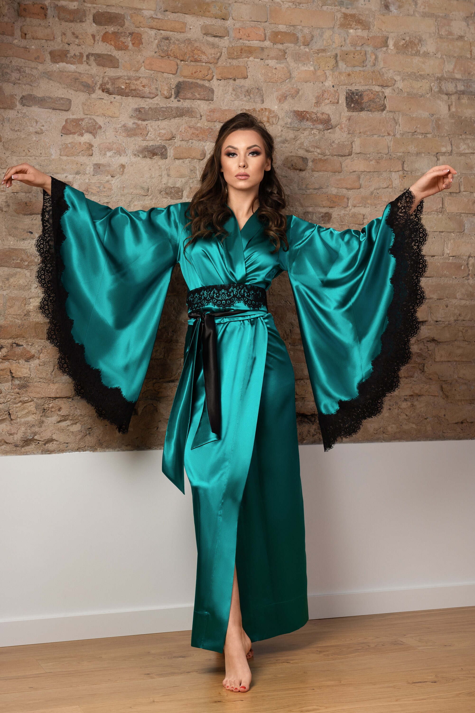 emerald green kimono dress