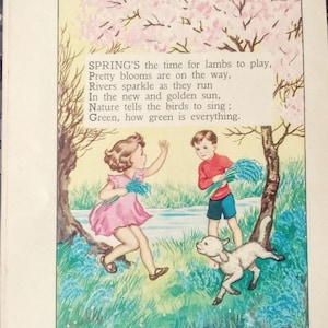 Frühling, Sommer, Herbst und Winter - vier bezaubernde Gedichte aus einem Kinderbuch der 50er Jahre, passend zum Einrahmen oder Basteln