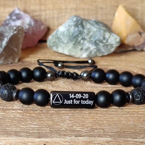 Aa Bracelet Jewelry Sober Date Sober Bracelet Alcoholic Etsy