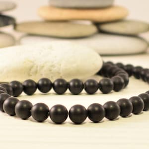 mens black onyx necklace matte black onyx men&#39;s bead necklace mens necklace gifts for men long necklace mens jewelry long onyx necklace men