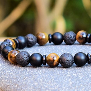 tigers eye bracelet for women mens onyx bracelet lava rock beaded bracelet unisex diffuser lava stone bracelet healing energy protection