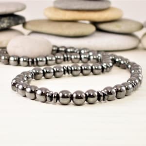 Black 8mm Shiny Faceted Hematite Bead Necklace 21 Improve Healthy Blood  Circulation 