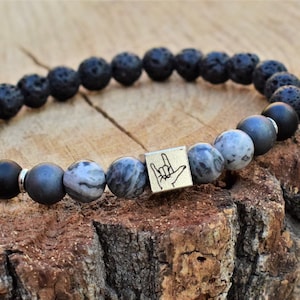 Armband mit amerikanischen Zeichensprache zeichen Sprache i love you asl Schmuck Handgeste romantische Geschenke für ihn für Freund Handzeichen Herren Armband Frauen