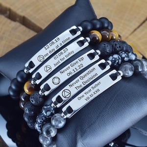 sobriety gift for men women recovery gifts mens sobriety bracelet sober anniversary gift recovery bracelet sober gifts addiction aa bracelet