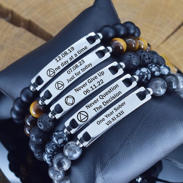 sobriety gift for men women recovery gifts mens sobriety bracelet sober anniversary gift recovery bracelet sober gifts addiction aa bracelet