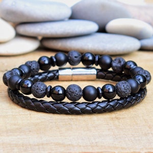 protection bracelet bead bracelet for men lava stone bracelet energy bracelet lava rock bracelet onyx bracelet set healing power spiritual