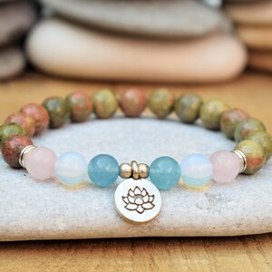 fertility bracelet rose quartz bracelet love bracelet moonstone bracelet calming bracelet fertility jewelry lotus bracelet flower women