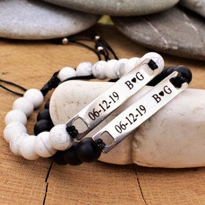 Bracciale per coppie Set di braccialetti coordinati Fidanzato Fidanzato Bracciale Regali per lui e per lei Gioielli per coppia di anniversario di un anno Regalo personalizzato