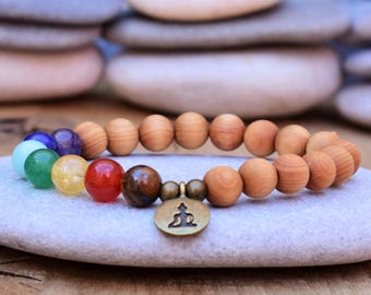 sandalwood mala bracelet tibetan bracelet 7 chakra bracelet energy bracelet mala prayer bracelet buddha bracelet wood bead bracelet chakra