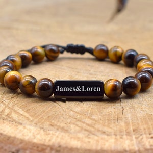Custom Name Bracelet Boyfriend Girlfriend Bracelets for His and Hers Wedding Anniversary 1st Birthday Valentines Day Gift Him Personalize