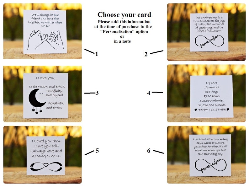 May include: A set of ten different cards with various romantic messages and illustrations. The cards feature designs such as intertwined fingers, a crescent moon, an infinity symbol, and a heart. The cards are printed on white paper with black ink.