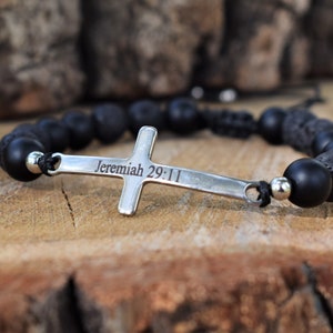 Cross Bracelet for Men Women Personalized Religious Christian Bible Verse Jewelry