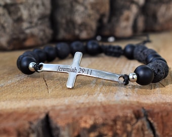 Cross Bracelet for Men Women Personalized Religious Christian Bible Verse Jewelry