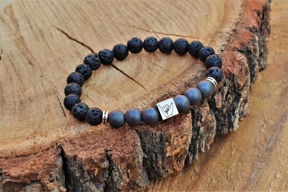 Shaka Bracelet Surfer Jewelry Hand Gesture ASL Bracelet Surfer Bracelet Hang Loose Shaka Sign Language Gifts Mens Bead Bracelet Brother Gift