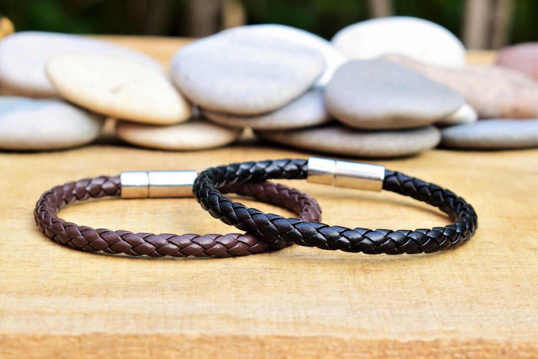 Couple Leather Bracelet for Boyfriend Men Women Black Brown Jewelry ...