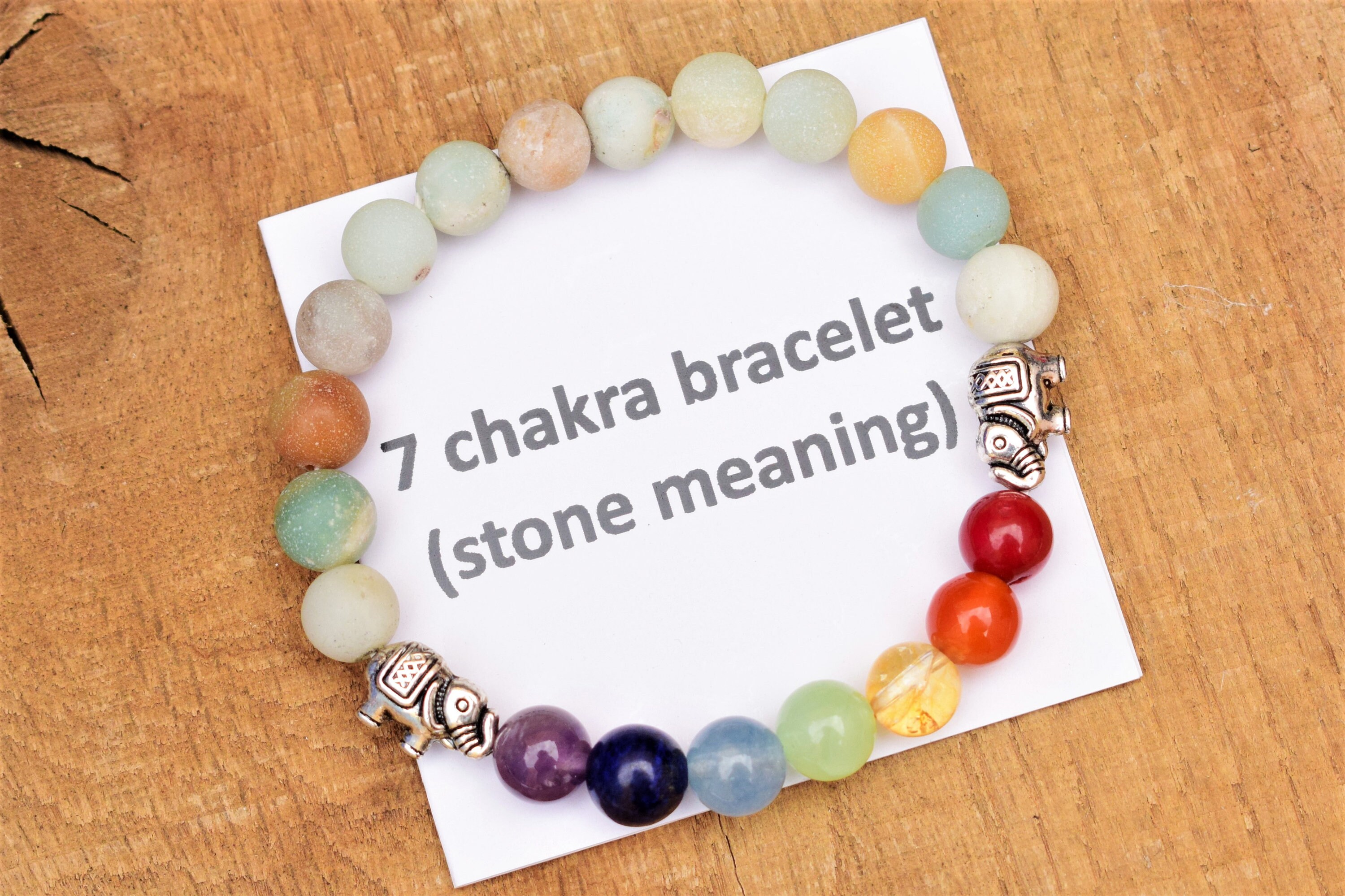 7 Chakra Bracelet With Meaning Card Natural Crystal Healing - Etsy