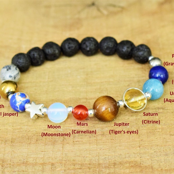 space bracelet solar system bracelet astronomy jewelry geek jewelry solar system sci-fi gift galaxy bracelet astronomy star bracelet moon