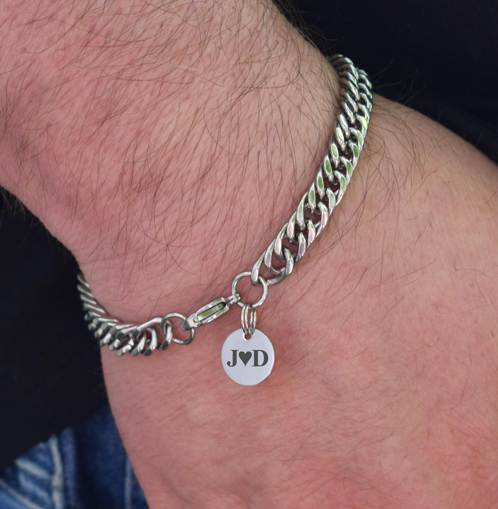Bracciale personalizzato con incisione dell'immagine dell'occhio Bracciale a maglie cubane per uomo Donna Coppie Gioielli per anniversario Regalo di compleanno personalizzato  36