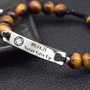Narcotics Anonymous Recovery Gift NA Symbol Bracelet for Men Woman Him Her Clean Date Anniversary 12 Steps Sponsorship Gifts