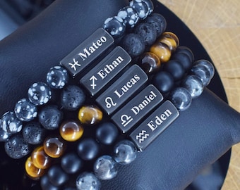 Zodiac Bracelet Custom Zodiac Sign Jewelry Birthday Astrology Horoscope Gift for Her Women Bead Crystal Bracelets Personalized Birth Month