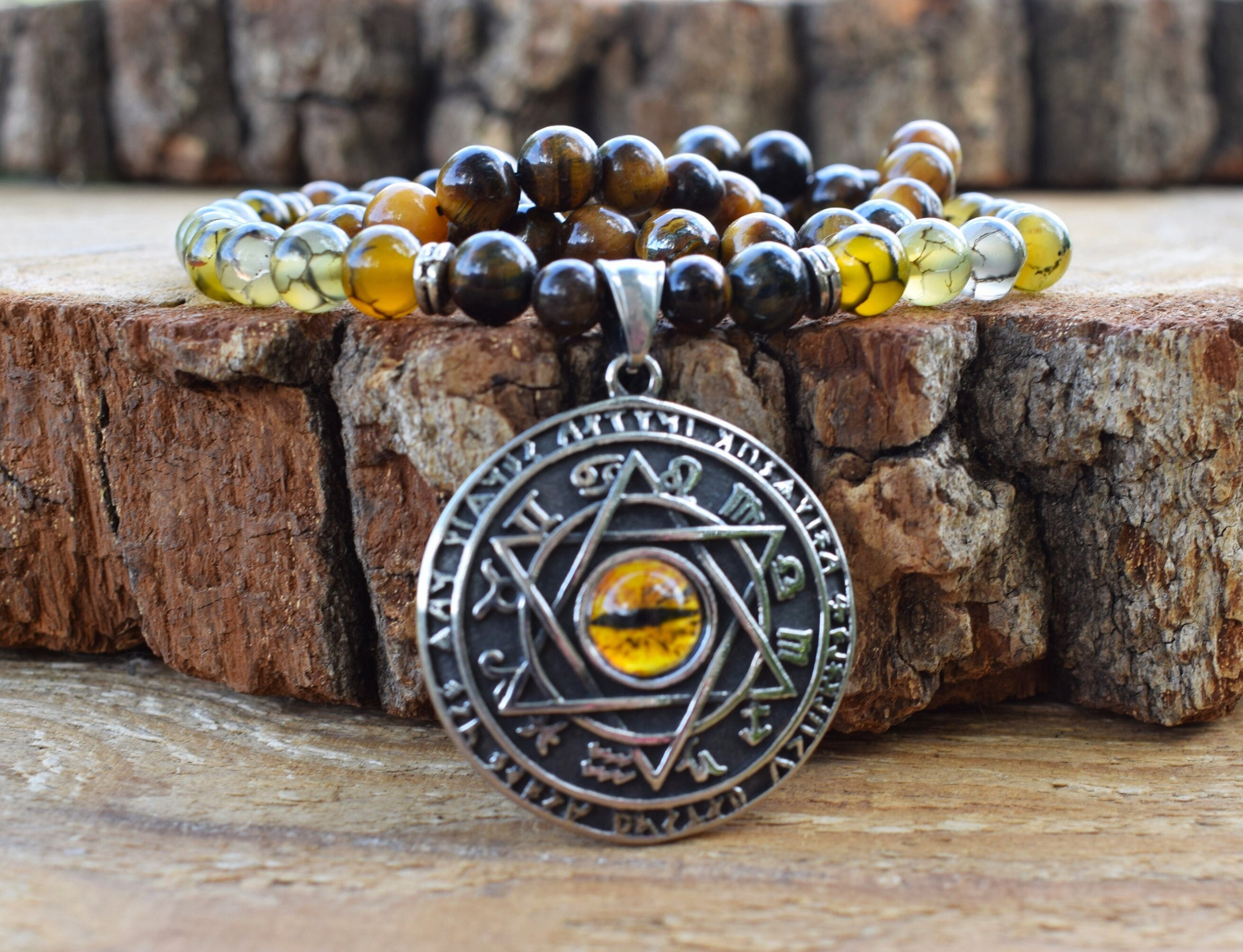 Solomon Seal Evil Eye Necklace Six Pointed Star Pendant Necklace