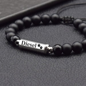 Biżuteria kremacyjna na zamówienie Bransoletka z prochami Bransoletka kremacyjna z urną Pamiątka po stracie psa lub kota Prezenty na pamiątkę po zwierzęciu Medalion z prochami