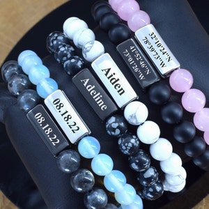 pulsera de parejas a juego fecha de boda pulseras de pareja personalizadas grabadas regalo de aniversario personalizado para novio novia / él y ella