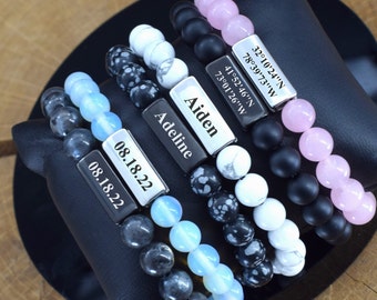 Braccialetto di coppia abbinato, data del matrimonio incisa, braccialetti di coppia personalizzati, regalo di anniversario personalizzato per fidanzato/fidanzata/lui e lei