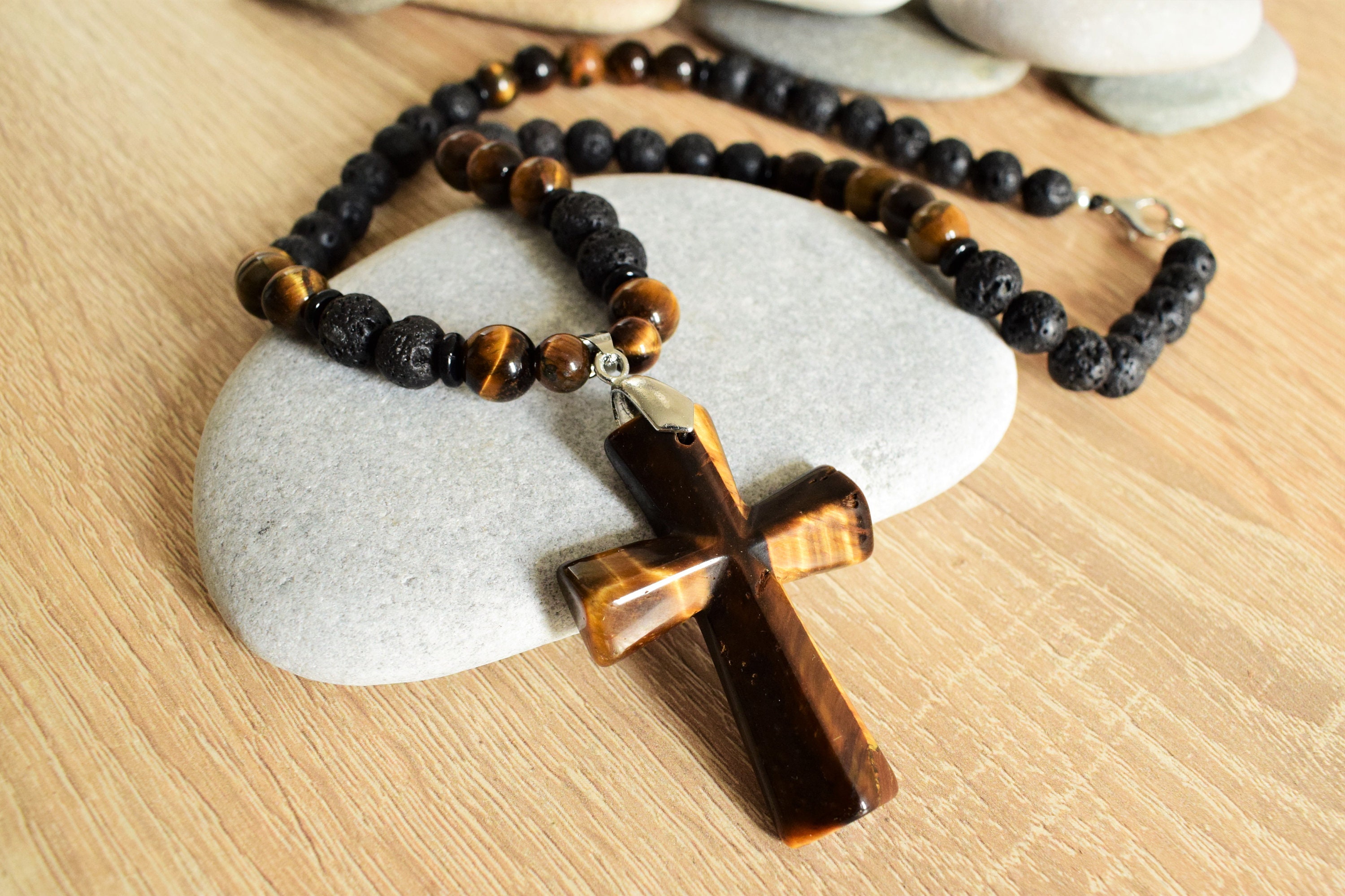 Mens cross necklace cross pendant for men beaded cross Etsy