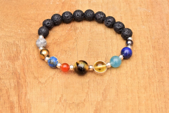 Solar System Bracelet Galaxy Bracelet Outer Space Jewelry Astronomy Bracelet Gemstone Space Bracelet Solar System Jewelry Planet Science