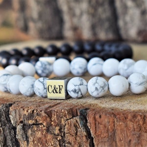 Matching couple bracelets couple jewelry relationship bracelet distance gift boyfriend girlfriend bracelet couple gift black white bracelet