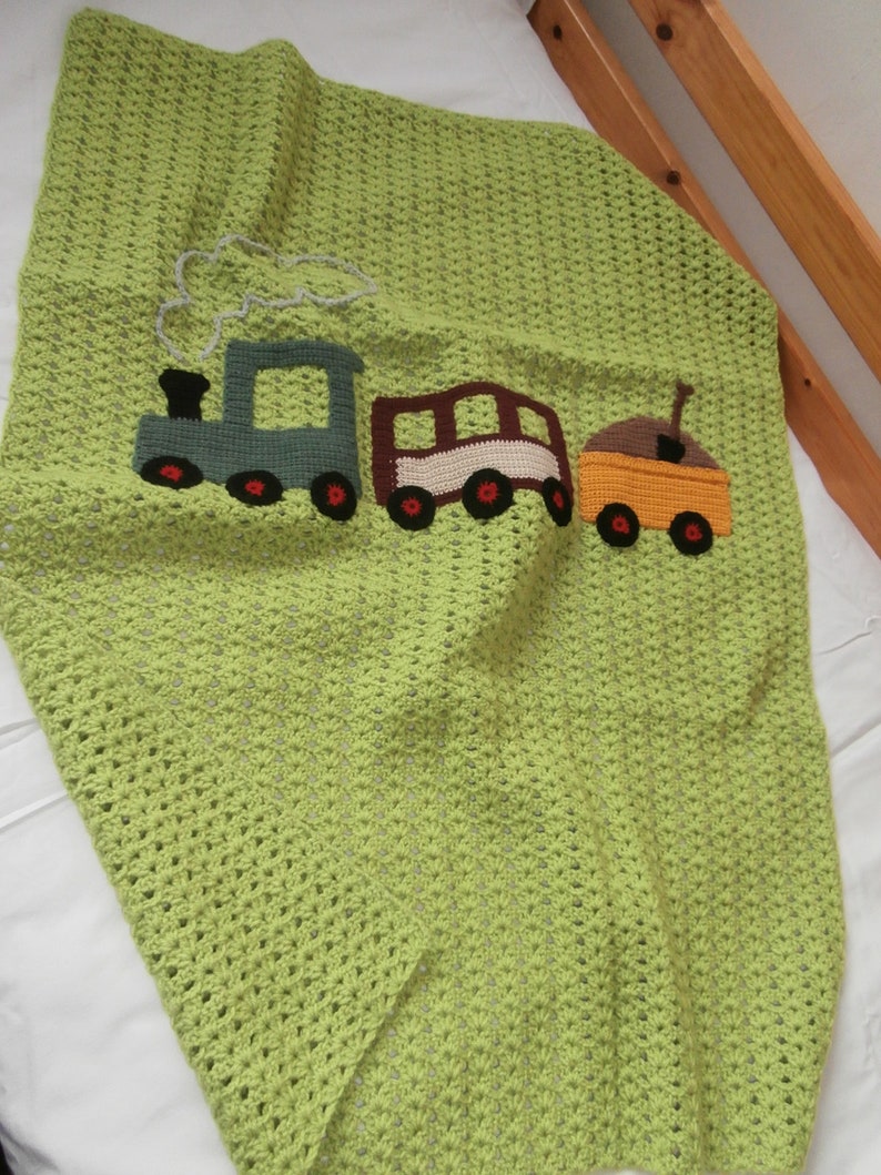 Baby blanket train crocheted Etsy