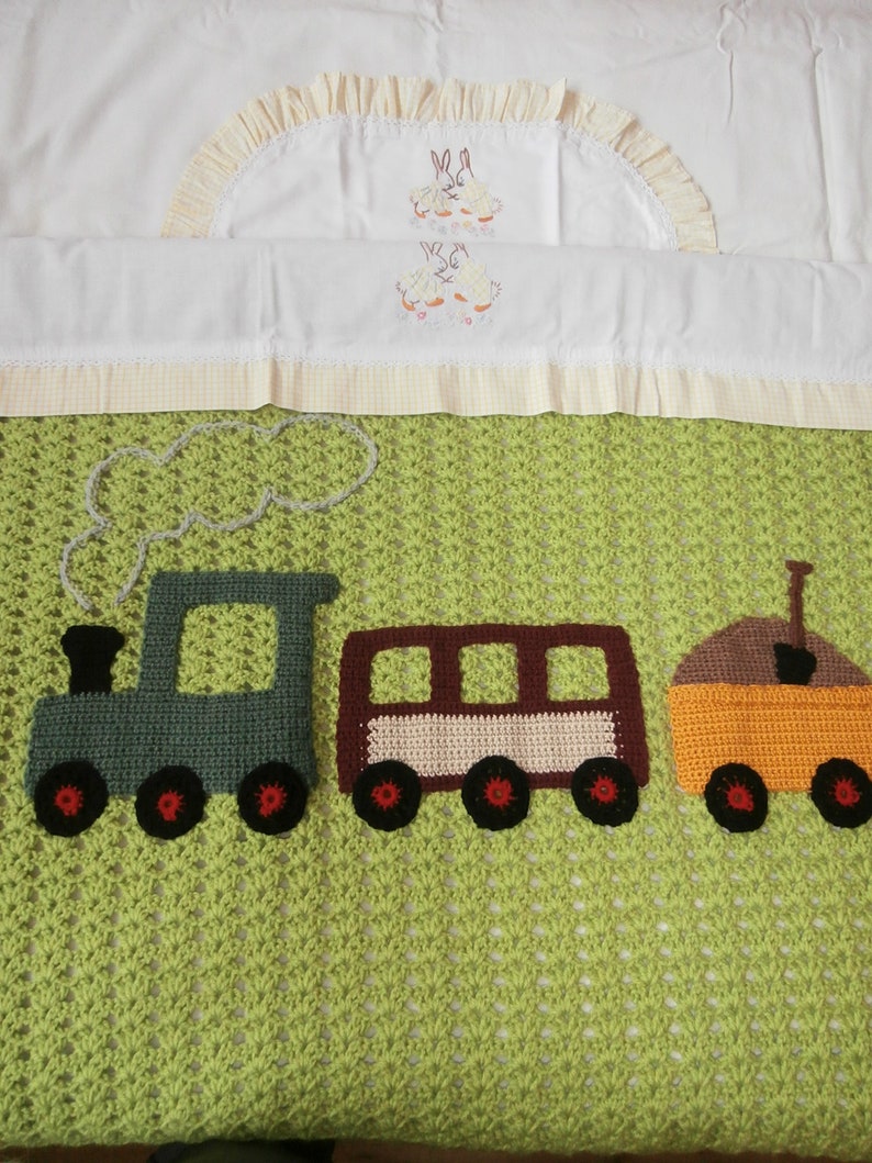 Baby blanket train crocheted Etsy