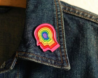 Psychedelic Rainbow Enamel Pin | Trippy Hard Enamel Badge, Music Lover Gift | Small Colourful Pin