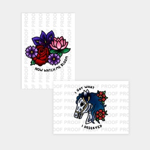 PFA A5 Postkarte Drucke - Kunst, Design - 360g/m² Papierposter - traditionelles Wanddekor - Rosen Totes Pferd