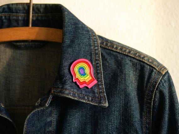 Psychedelic Rainbow Enamel Pin | Trippy Hard Enamel Badge, Music Lover Gift | Small Colourful Pin