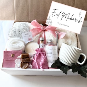 Omtänksam Eid-present | Islamisk låda för henne | Eid Mubarak presentaskset | Personlig presentask | Muslimsk hygge-presentask för henne | Personlig