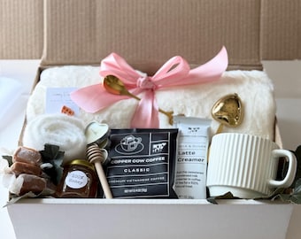Hug In A Box | Encouragement Gift | Mom Gift Set | Hygge Gift Box | Thinking Of You | Cozy Care Package, Self Care Basket | Blanket Gift Box
