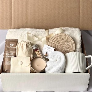 Gemütliche Hygge Geschenkbox | Selbstpflege Geschenkbox | Muttertag | Geschenkset für Sie | Mama Fräulein du | Senden einer Umarmung | Geschenk für Kollegen | Decke Geschenk